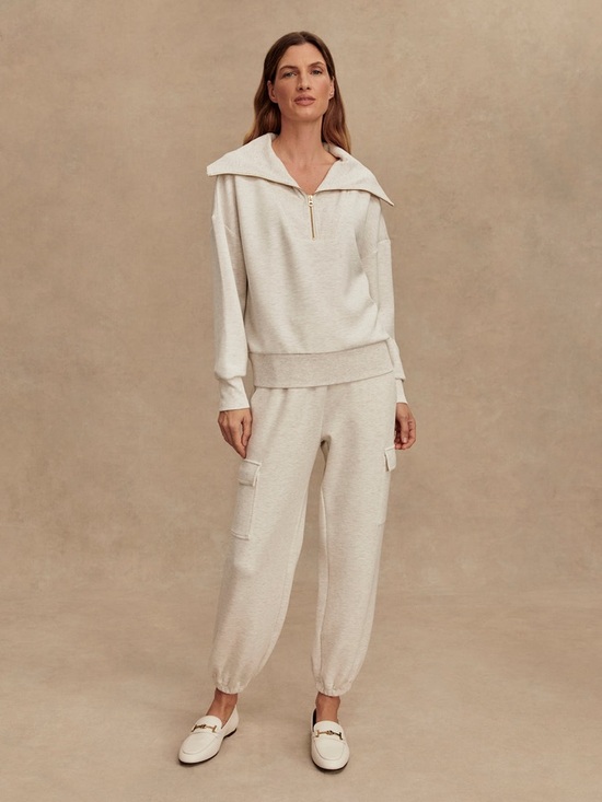 Varley Sweaters - Varley Catherine Half-Zip Sweat & The Cargo Pant Set in Ivory Marl